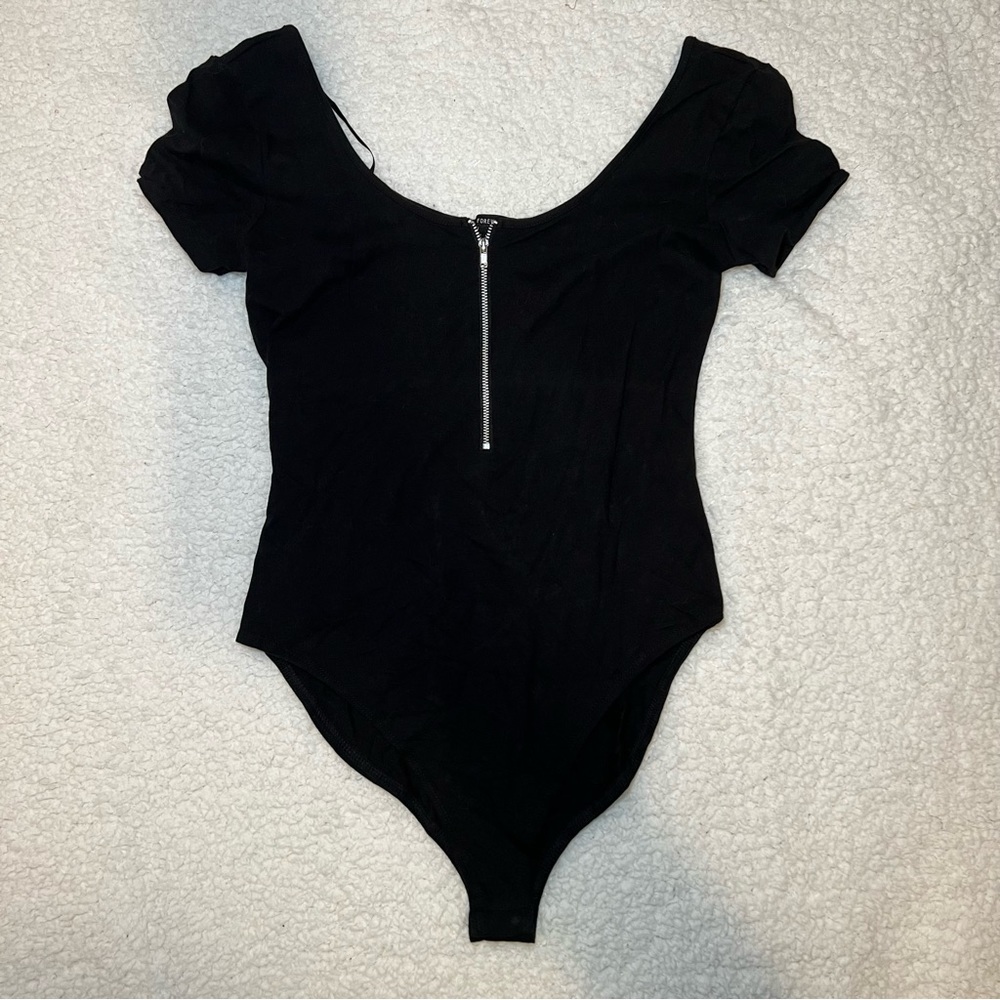 Black zippered bodysuit